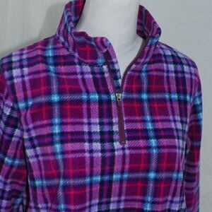 Woman Within Womens Medium 14/16 Purple Plaid Fleece Soft 100% Polyester EUC